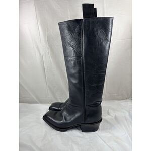 Cows Cavalry Boots Men's Size 12 D Black leather 19" tall
